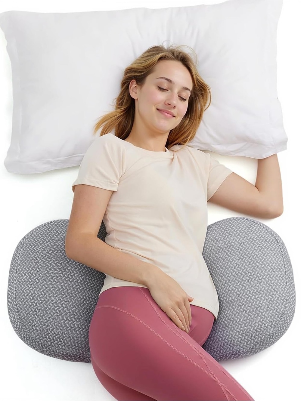 Momcozy Portable Pregnancy Pillow – W Shaped Maternity Support For Side Sleepers